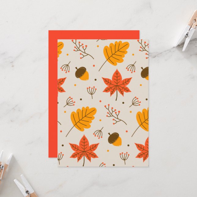 Acorn- und Multicolor-Blätter Einladung (Vorderseite/Rückseite Beispiel)