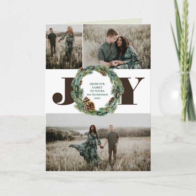 Acorn Wreath 3 Foto Weihnachtskarte Einladung (Vorderseite)