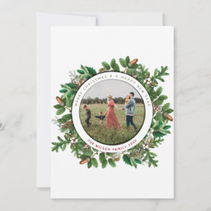 Acorn Wreath Family Foto Weihnachtskarte