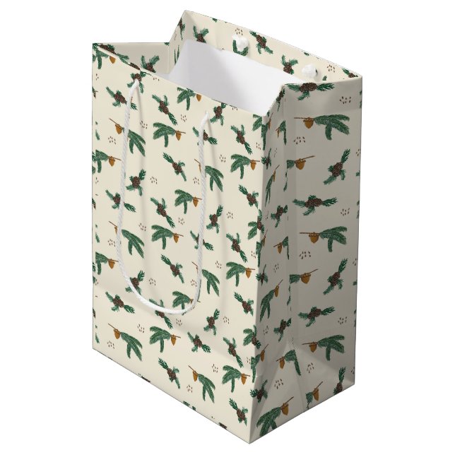 Acorne und Ananas Mittlere Geschenktüte (Vorderseite Schrägansicht)