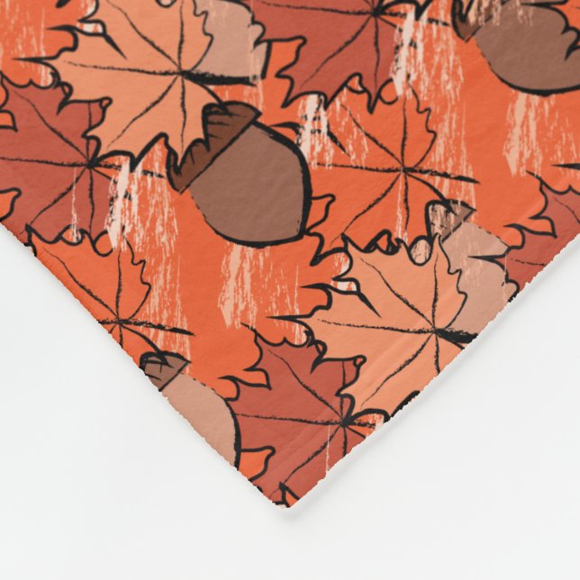 Acorne und Blätter II Fleecedecke (Ecke)