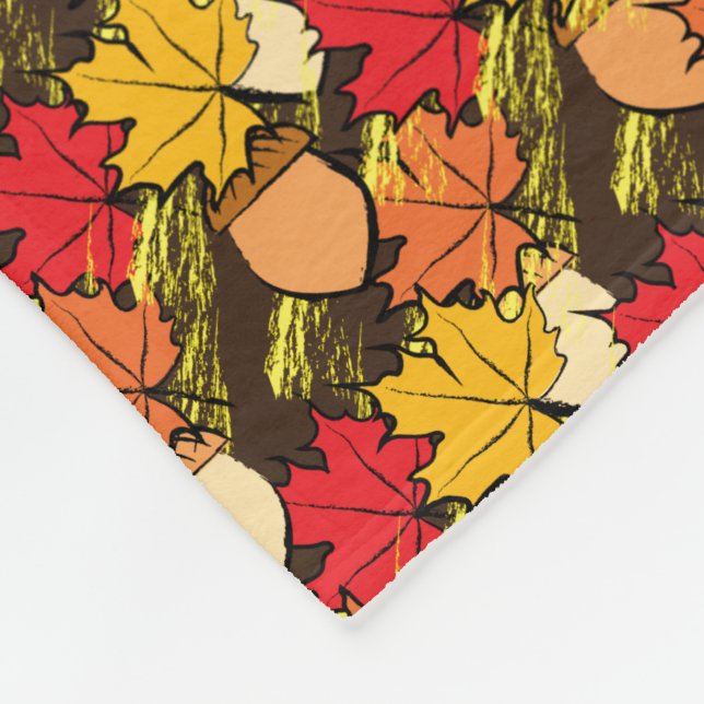 Acorne und Blätter IV Fleecedecke (Ecke)