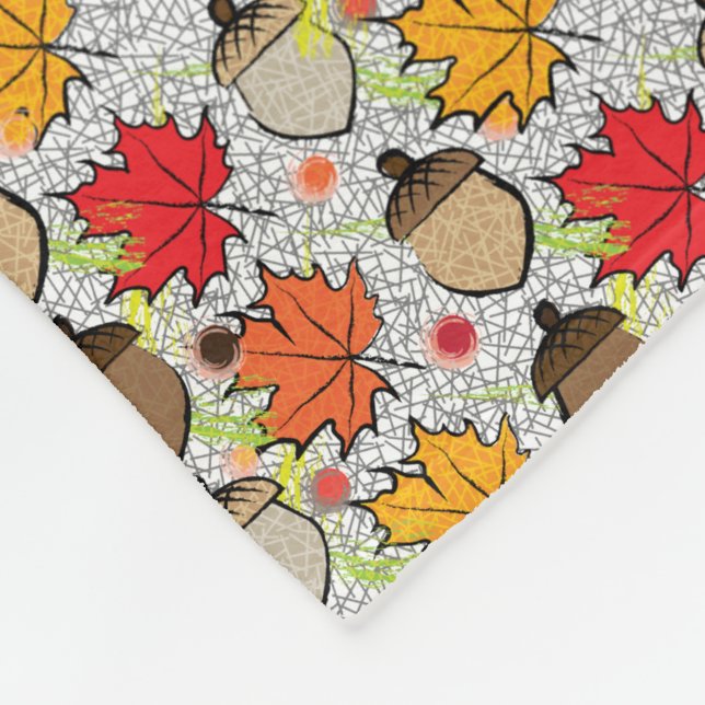 Acorne und Blätter VII Fleecedecke (Ecke)