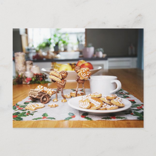 Acornelfen essen und stehlen Weihnachtskuchen Postkarte (Vorderseite)