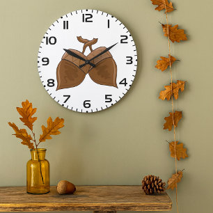 Acorns Rustikale Herbstwälder Natur Große Wanduhr
