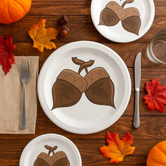 Acorns Rustikale Herbstwälder Natur Pappteller (Von Creator hochgeladen)