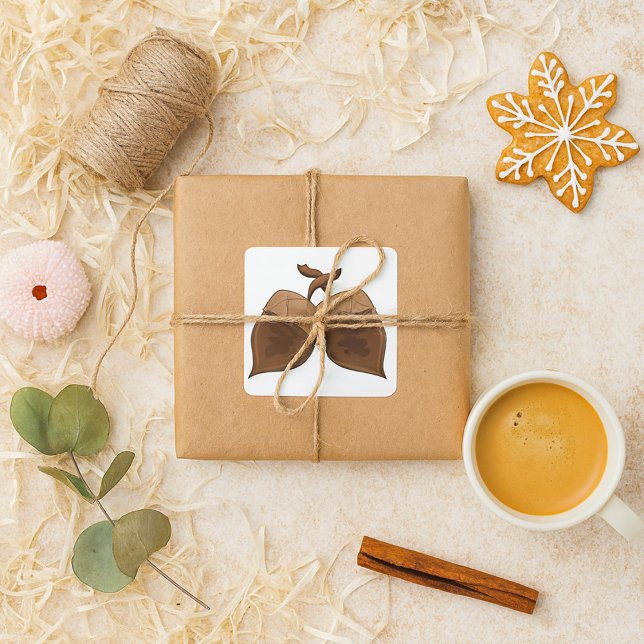 Acorns Rustikale Herbstwälder Natur Quadratischer Aufkleber (Von Creator hochgeladen)