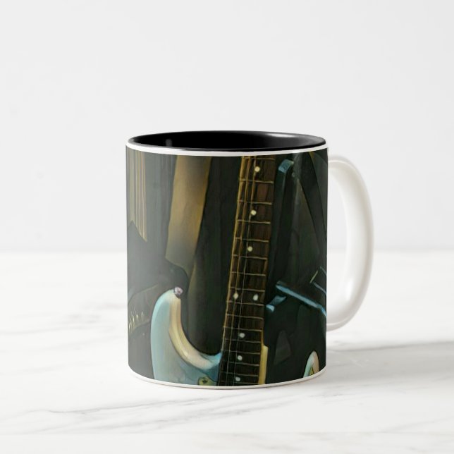 acoustic bass electric guitar gift zweifarbige tasse (VorderseiteRechts)