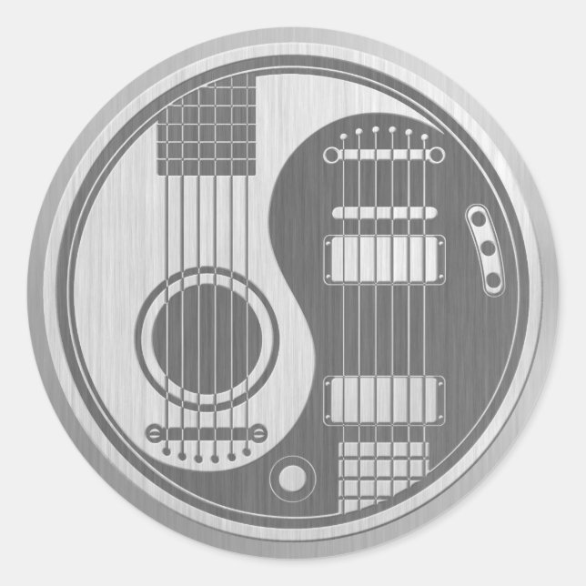 Acoustic Electric Gitarren Yin Yang Stainless Stee Runder Aufkleber (Vorderseite)