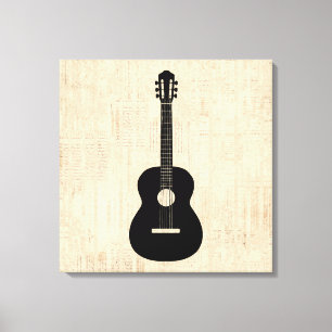 Acoustic Gitarre Art Script Hintergrund Leinwanddruck