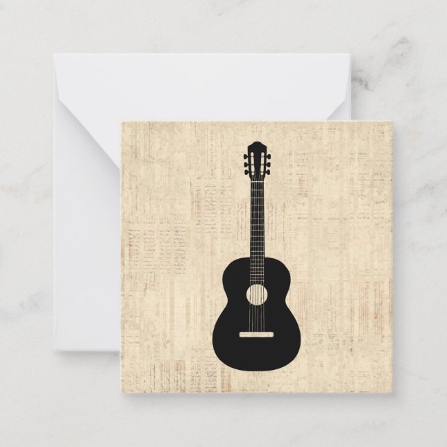 Acoustic Gitarre Art Script Hintergrund Mitteilungskarte (Vorderseite)