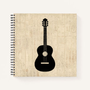 Acoustic Gitarre Art Script Hintergrund Notizbuch