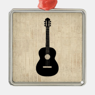 Acoustic Gitarre Art Script Hintergrund Ornament Aus Metall