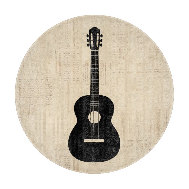 Acoustic Gitarre Art Script Hintergrund Schneidebrett (Vorderseite)