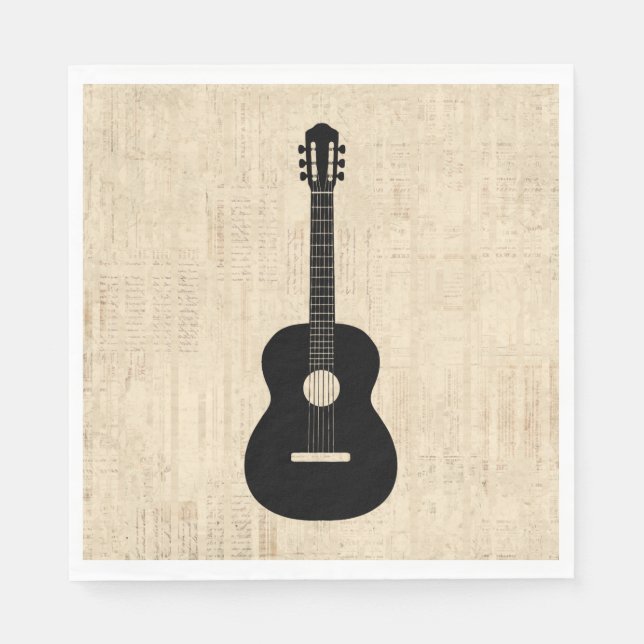 Acoustic Gitarre Art Script Hintergrund Serviette (Vorderseite)