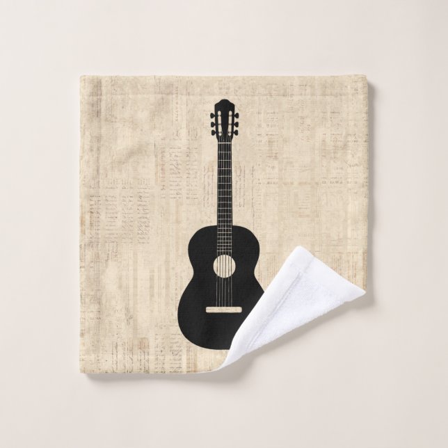 Acoustic Gitarre Art Script Hintergrund Waschlappen (Waschlappen)