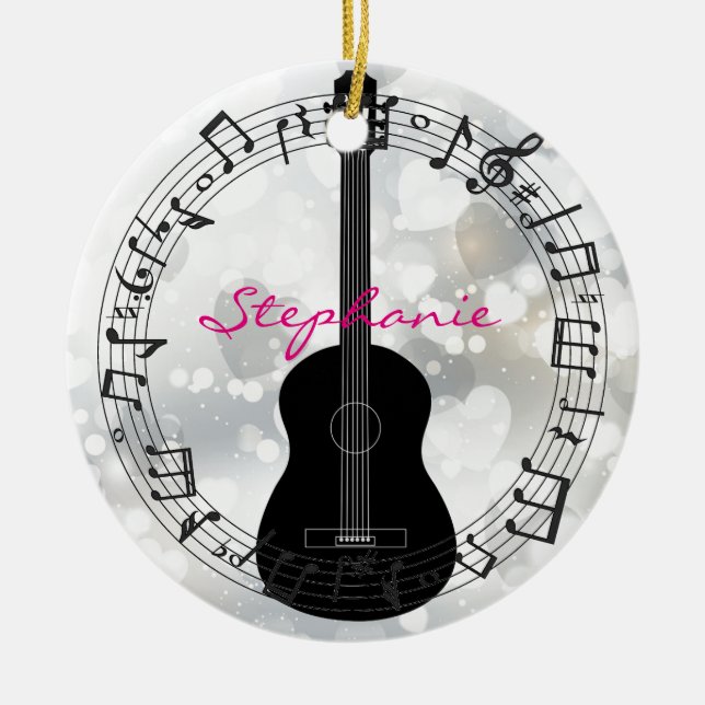 Acoustic Gitarre Silhouette Design Ornament (Vorne)