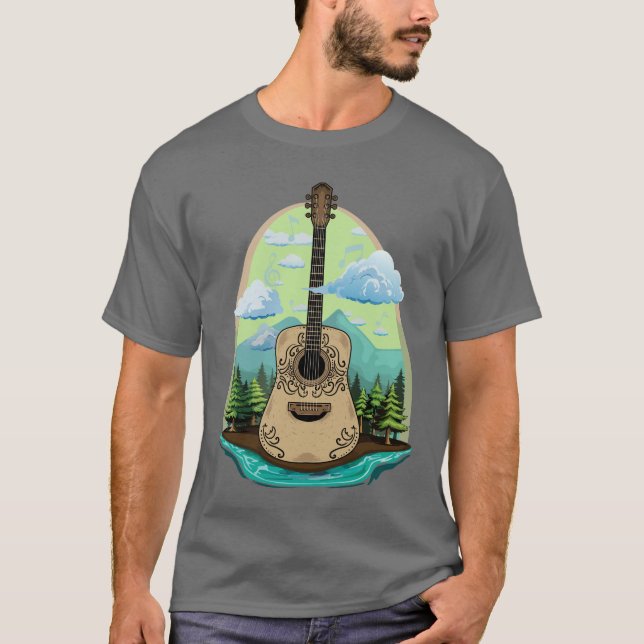 Acoustic Gitarre Smokey Mountain Vibes T-Shirt (Vorderseite)