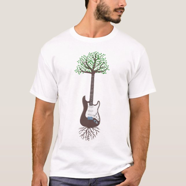 Acoustic Gitarrenbaum des Lebens Gitarrenspielerna T-Shirt (Vorderseite)