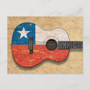 Acoustic Guitar, alt und abgenutzt chilenische Fla Postkarte
