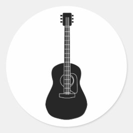 Acoustic Guitar Black Runder Aufkleber