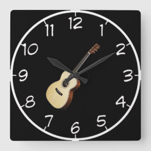 "Acoustic Guitar" Design Wall Clocks Quadratische Wanduhr