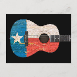 Acoustic Guitar, gealtert und abgetragen Texas Fla Postkarte