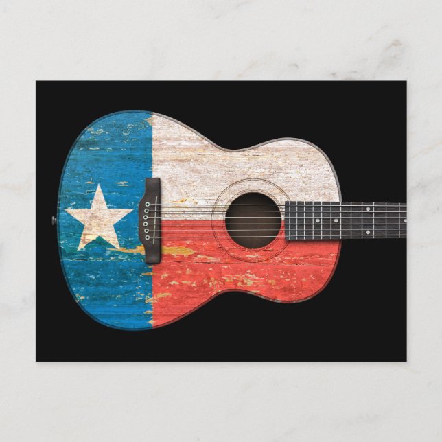 Acoustic Guitar, gealtert und abgetragen Texas Fla Postkarte (Vorderseite)