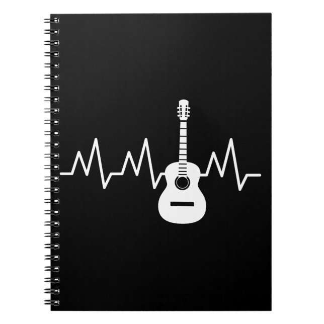 Acoustic Guitar Heart Beat Notizblock (Vorderseite)