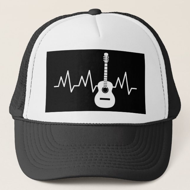 Acoustic Guitar Heart Beat Truckerkappe (Vorderseite)