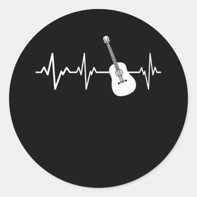 Acoustic Guitar Heartbeat Geschenk für klassische  Runder Aufkleber (Vorderseite)
