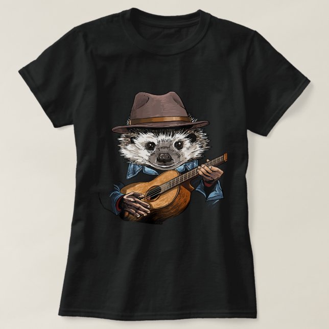 Acoustic Guitar Hippopotamus Guitar Player Safari T-Shirt (Design vorne)