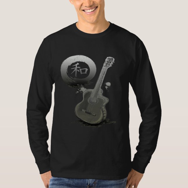 Acoustic Guitar & Japanese Zen Circle T-Shirt (Vorderseite)