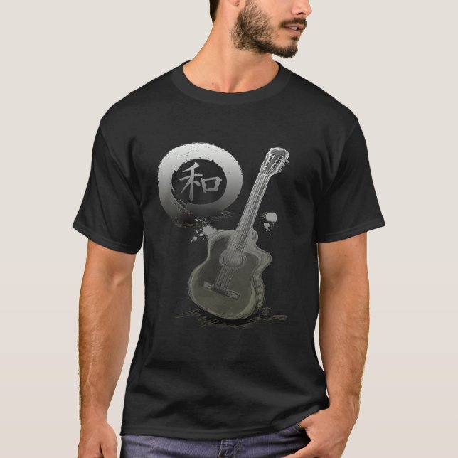 Acoustic Guitar & Japanese Zen Circle T-Shirt (Vorderseite)