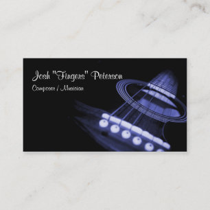 Acoustic Guitar Musician Blue Business Card Visitenkarte