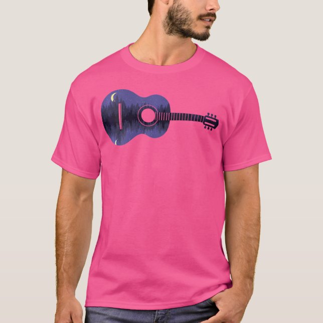Acoustic Guitar Night Landschaft T-Shirt (Vorderseite)