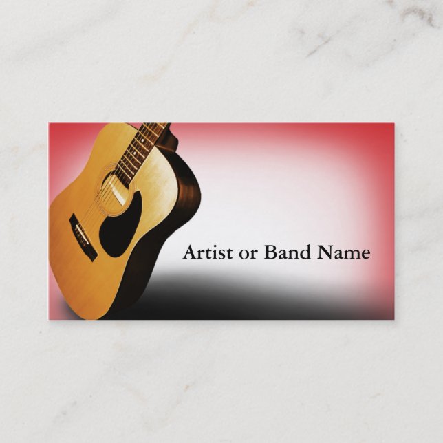 Acoustic Guitar Red Artist Business Cards Visitenkarte (Vorderseite)