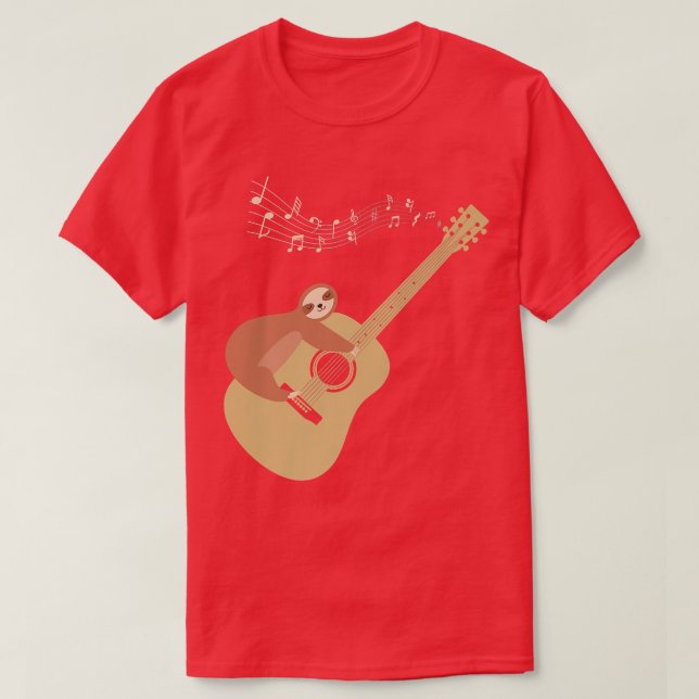 Acoustic Guitar Sloth Hug52 T-Shirt (Design vorne)