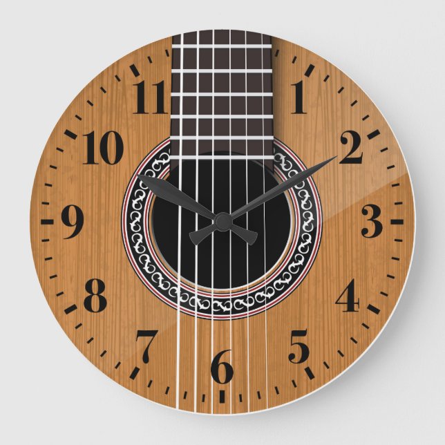 Acoustic Guitar Wall Clock Große Wanduhr (Vorderseite)