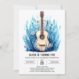 Acoustic Printable Guitar Boy Birthday Einladung