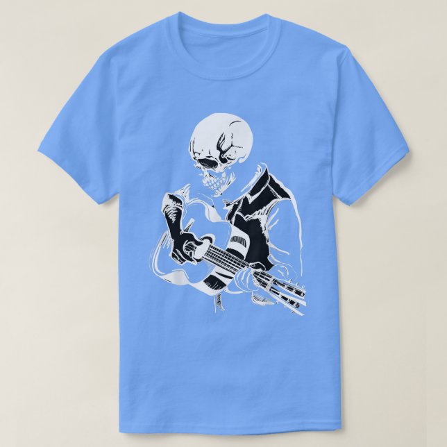 Acoustic Rock Music Skelettin Gitarre spielen  T-Shirt (Design vorne)