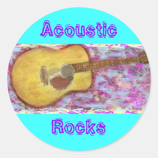 Acoustic Rocks Guitar Runder Aufkleber (Vorderseite)