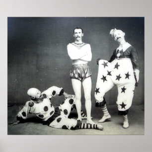 Acrobat and Clowns Print Poster