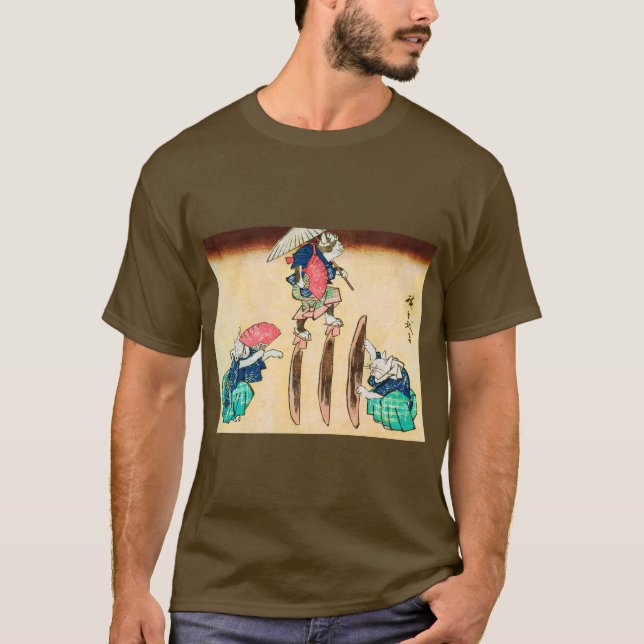 Acrobat Cat, Hiroshige, Ukiyo-e T-Shirt (Vorderseite)