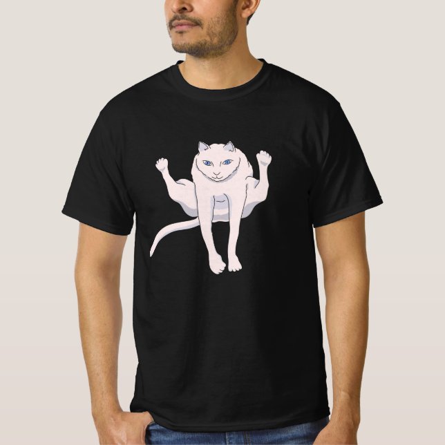 Acrobatisch springender Athlet White Cat T - Shirt (Vorderseite)