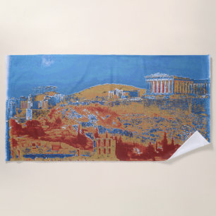 Acropolis Athens Blue Beach Handtuch
