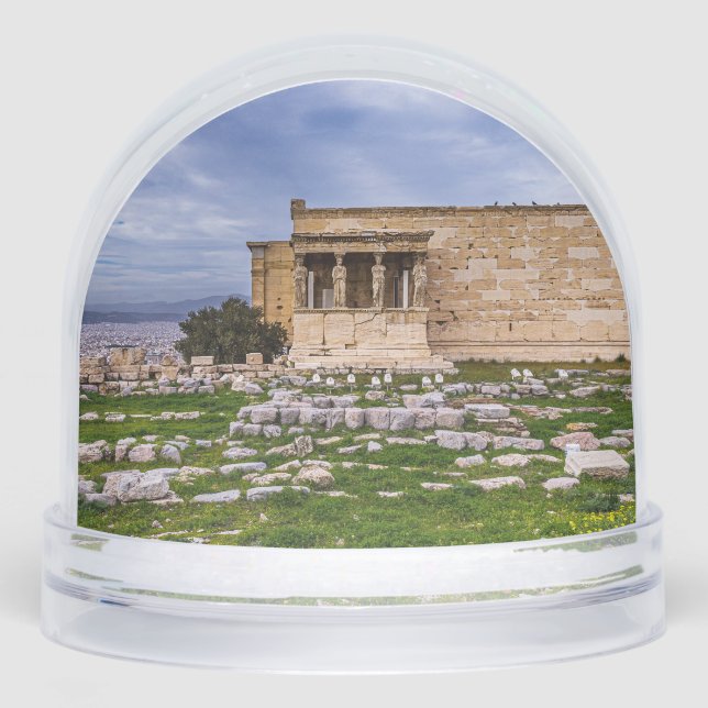 Acropolis Athens Cloudy Sky – Dramatic Greek Land Schneekugeln (Vorderseite)