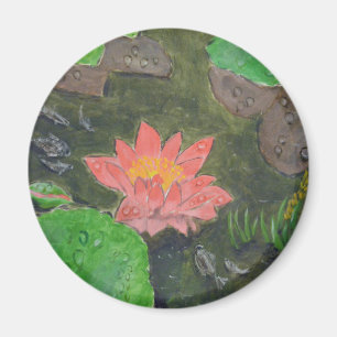 Acryl auf Leinwand, rosa Seerosenblüte Magnet