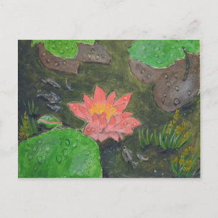 Acryl auf Leinwand, rosa Seerosenblüte Postkarte