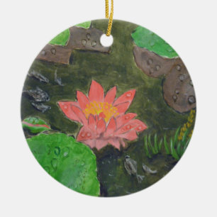 Acryl auf Leinwand, rosa Wasserlilie Blume Keramik Ornament
